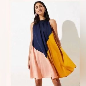 LOFT Colorblock Halter Swing Dress Women's Size Medium STYLE #529958 Spring 2020